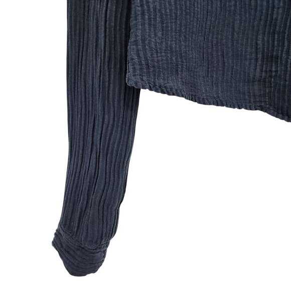 Cynthia Ashby Women's Silk Linen Blend Plisse Dress Shirt - L - Picture 3 of 9